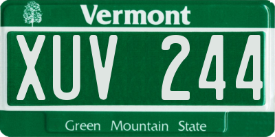 VT license plate XUV244