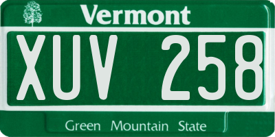 VT license plate XUV258