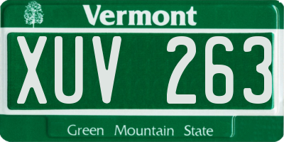 VT license plate XUV263