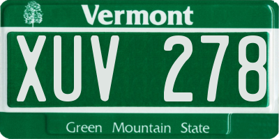 VT license plate XUV278