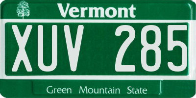 VT license plate XUV285
