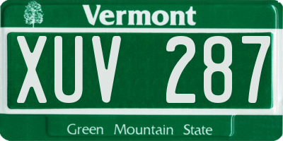 VT license plate XUV287