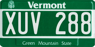 VT license plate XUV288