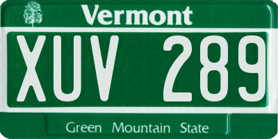 VT license plate XUV289