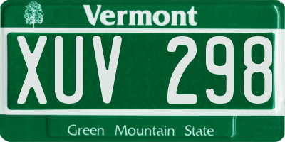 VT license plate XUV298