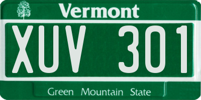 VT license plate XUV301