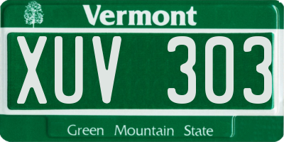 VT license plate XUV303