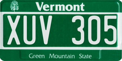 VT license plate XUV305