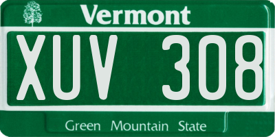 VT license plate XUV308
