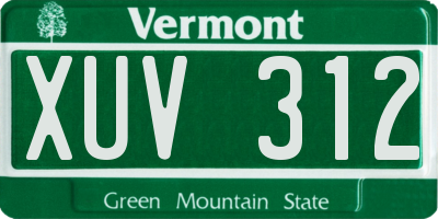 VT license plate XUV312