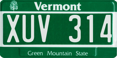 VT license plate XUV314