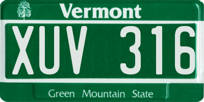 VT license plate XUV316