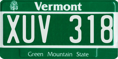 VT license plate XUV318
