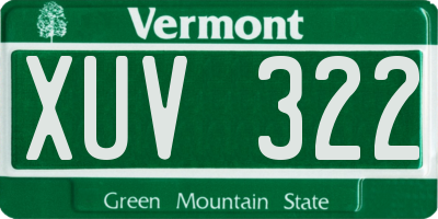 VT license plate XUV322