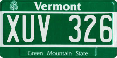 VT license plate XUV326
