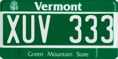 VT license plate XUV333