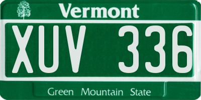 VT license plate XUV336