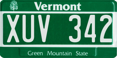 VT license plate XUV342