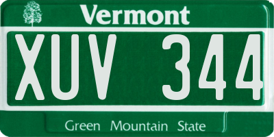 VT license plate XUV344