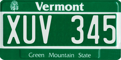 VT license plate XUV345