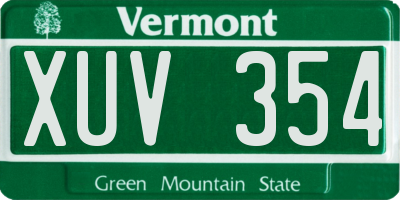 VT license plate XUV354