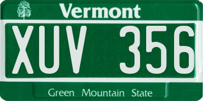VT license plate XUV356