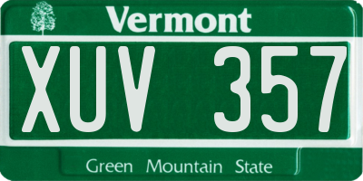 VT license plate XUV357
