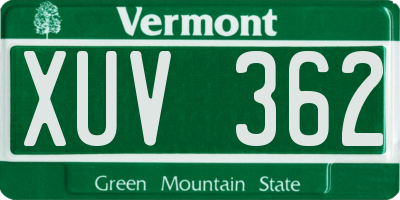 VT license plate XUV362