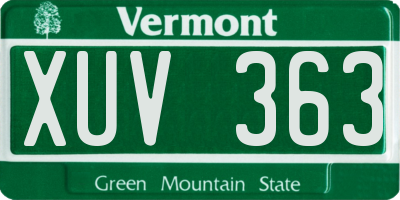 VT license plate XUV363