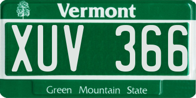 VT license plate XUV366