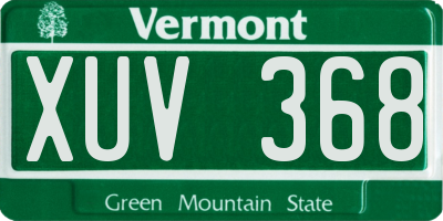 VT license plate XUV368