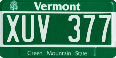 VT license plate XUV377