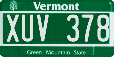VT license plate XUV378