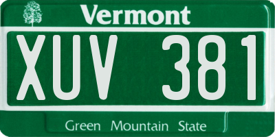 VT license plate XUV381