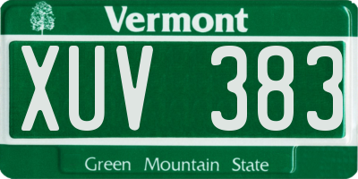 VT license plate XUV383