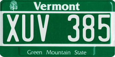 VT license plate XUV385