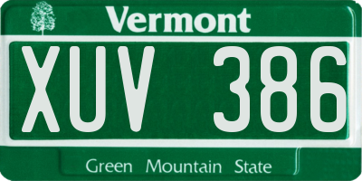 VT license plate XUV386