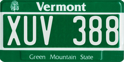 VT license plate XUV388