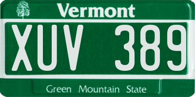 VT license plate XUV389