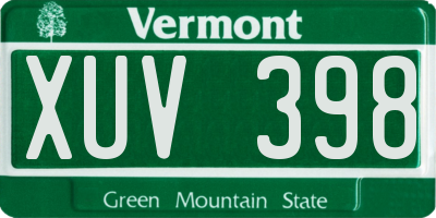 VT license plate XUV398