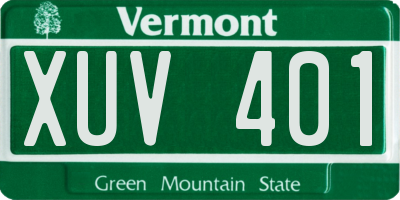 VT license plate XUV401