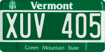 VT license plate XUV405