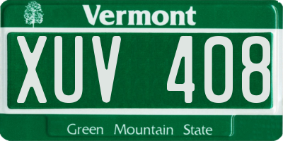 VT license plate XUV408