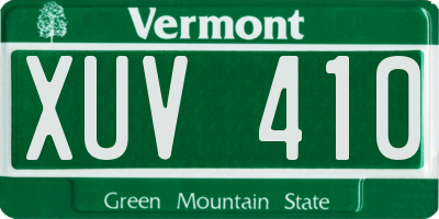 VT license plate XUV410
