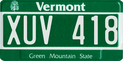 VT license plate XUV418