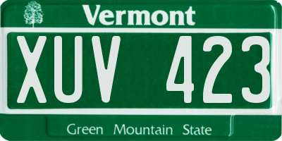 VT license plate XUV423