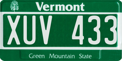 VT license plate XUV433