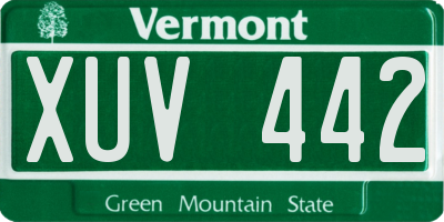 VT license plate XUV442