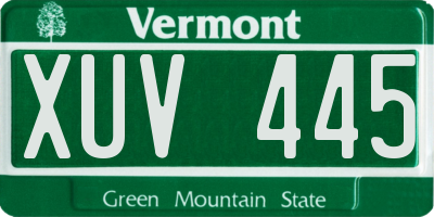 VT license plate XUV445