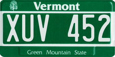VT license plate XUV452